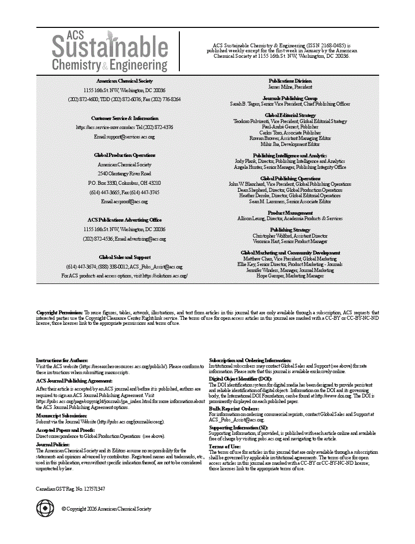 Issue Publication Information | ACS Sustainable Chemistry & Engineering ...