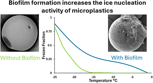 微生物がマイクロプラスチックの氷核形成を促進（Microbes make microplastics more likely to form ice in clouds）