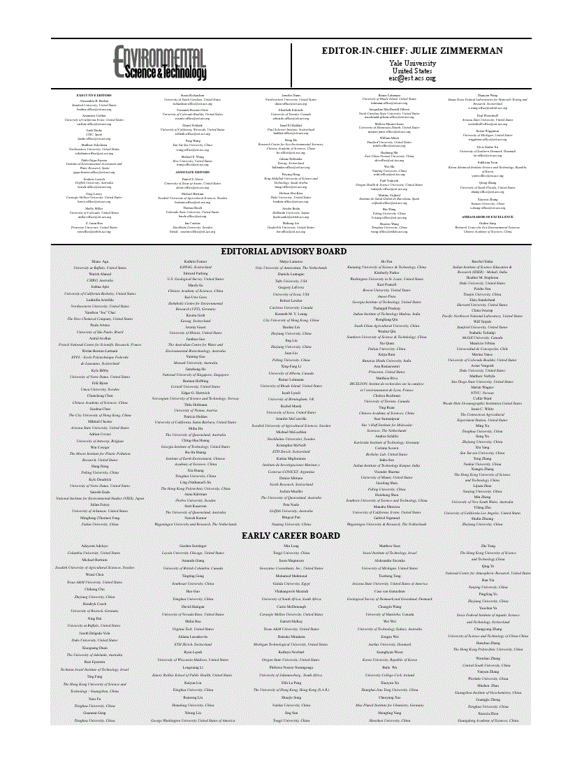 Issue Editorial Masthead | Environmental Science & Technology | ACS ...